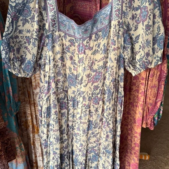 Spell Folk Song Square Neck Gown Sky